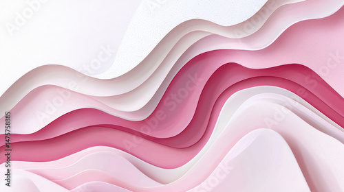 Translucent pink and white layered shapes flow seamlessly across a bright background creating a soft and modern visual evoking a sense of calming movement and depth.