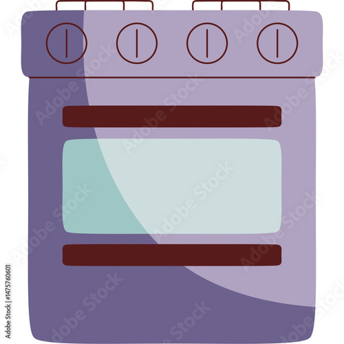 Modern Flat Vector of a Kitchen Stove with Oven