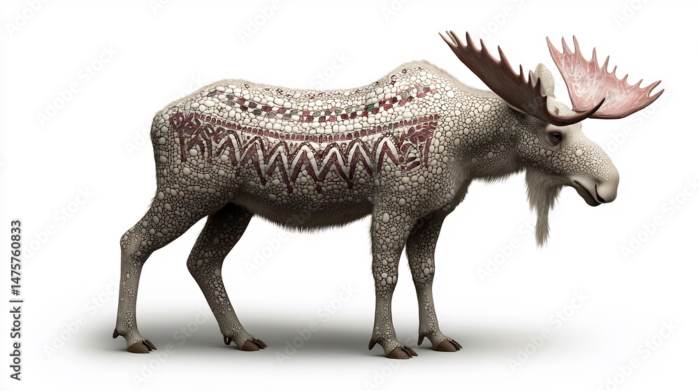 Fototapeta premium Ornate Moose against white background