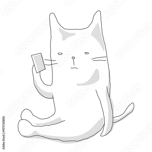 スマホを見ているネコ