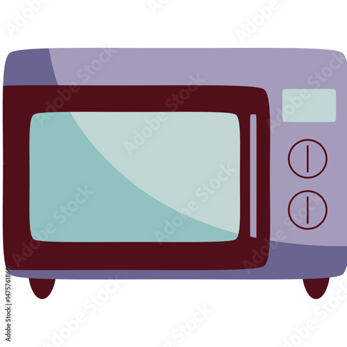 Modern Flat Style Microwave Illustration for Kitchen Appliance Design