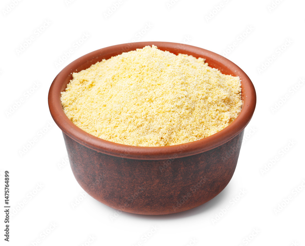 Superfood product. Sesame seeds powder in bowl isolated on white Superfood product. Sesame seeds powder in bowl isolated on white
