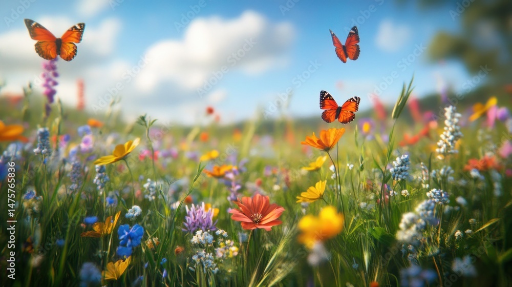 Obraz premium Colorful meadow butterflies