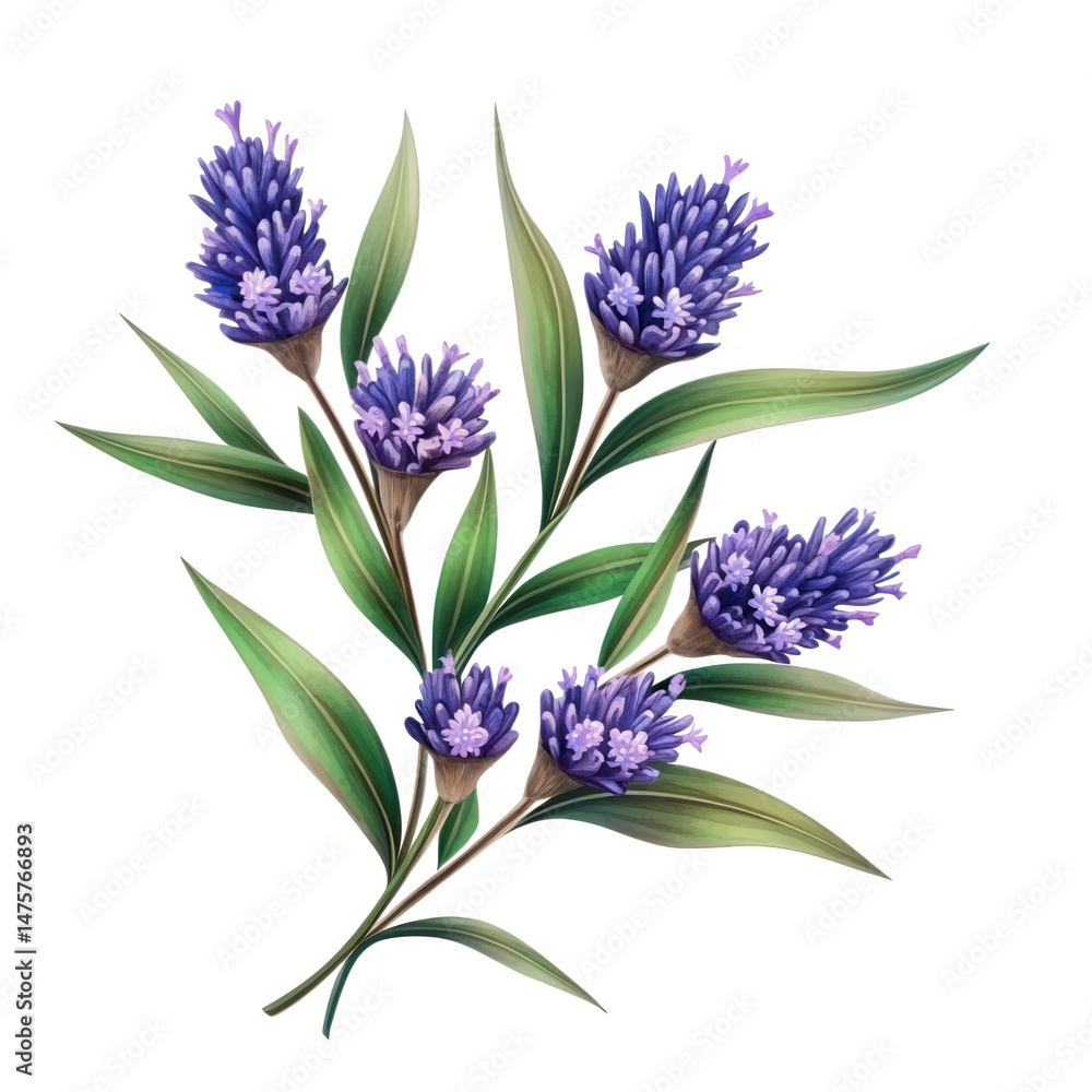 Fototapeta premium Lavender flower illustration on white background on transparent background
