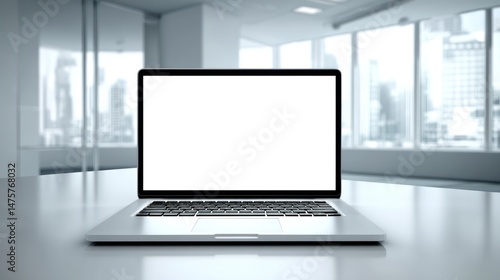Modern Laptop Screen Mockup with Placeholder Area in Office Setting