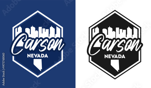 carson city nevada with building silhouette