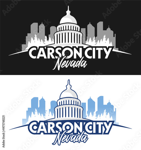 carson city nevada with building silhouette