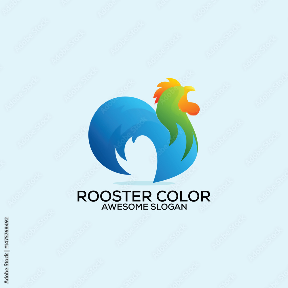 Fototapeta premium rooster gradient logo design illustration