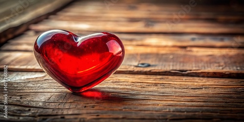 Red Glass Heart Valentine's Day Decoration Panoramic Tabletop Photo