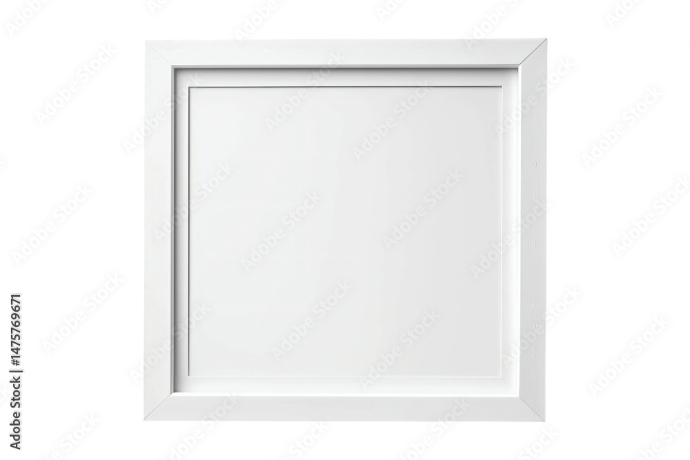 Minimalistic white square frame on transparent background Minimalistic white square frame on transparent background