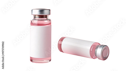 Isolated single 10 ml Crimp Top Headspace Vials with white blank label