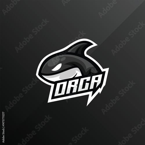 orca mascot esport logo for game team illustration