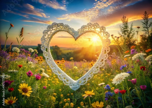 Romantic Valentine's Day Landscape: Heart-Shaped Lace in Nature