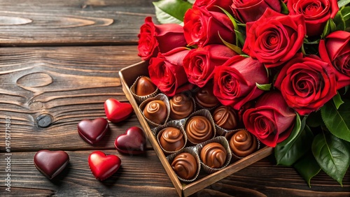 Romantic Valentine's Day Surprise: Roses & Heart-Shaped Chocolates