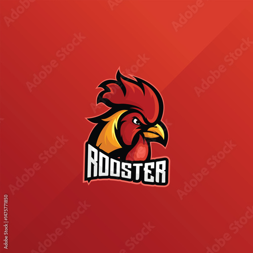 rooster mascot esport logo for game team illustration