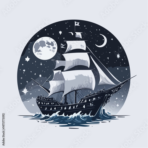 Pirate Ship on the sea vector