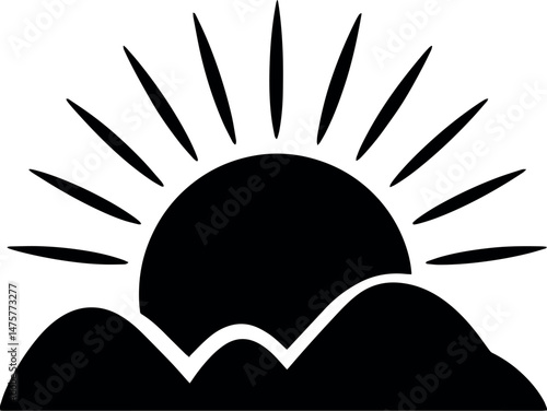 Sunrise minimalist had drawing illustration