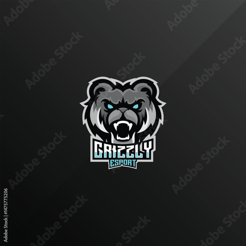 grizzly e-sport mascot gaming team logo vector