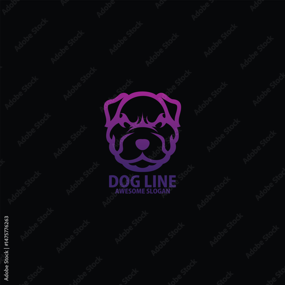 pitbull head emblem line logo design vector pitbull head emblem line logo design vector