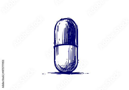 Capsule medicine hand drawn vector illustration
