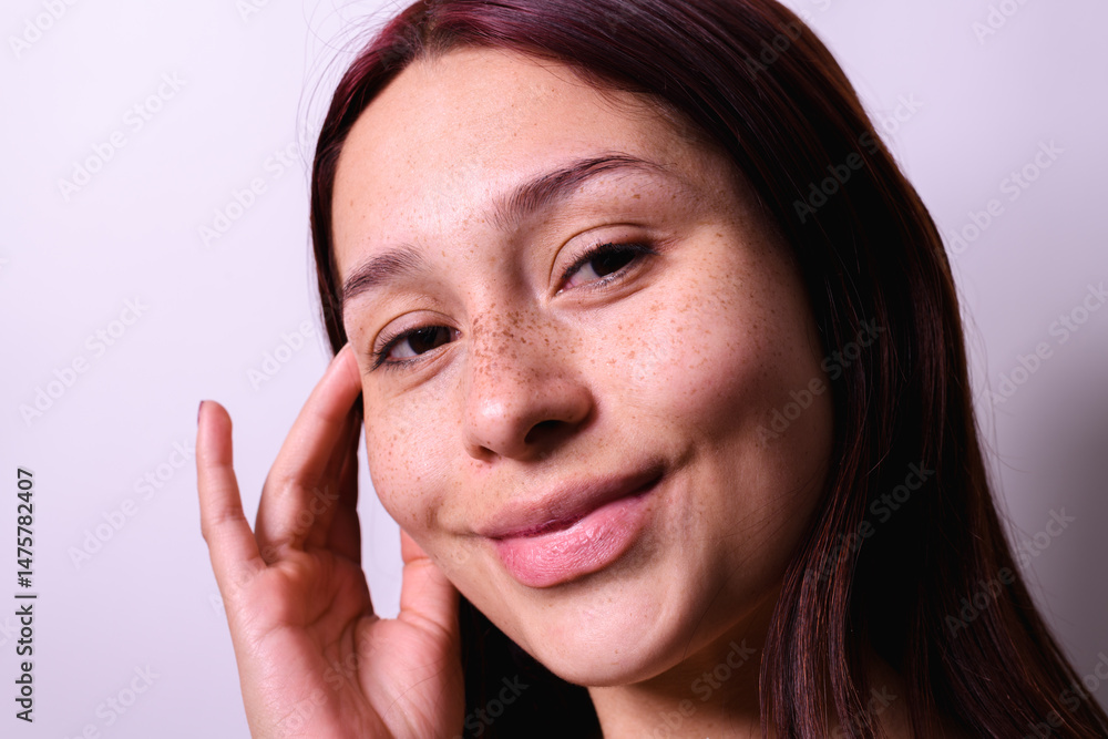 woman model with natural and healthy skin on white background woman model with natural and healthy skin on white background