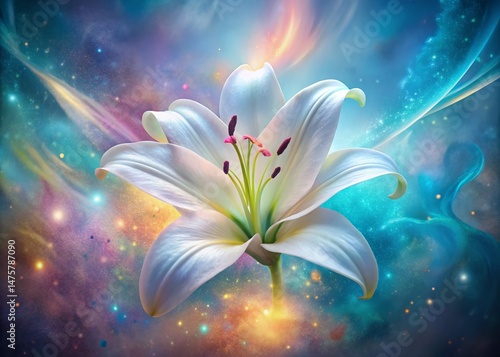 Surreal White Lily Bloom: Dreamlike Floral Photography