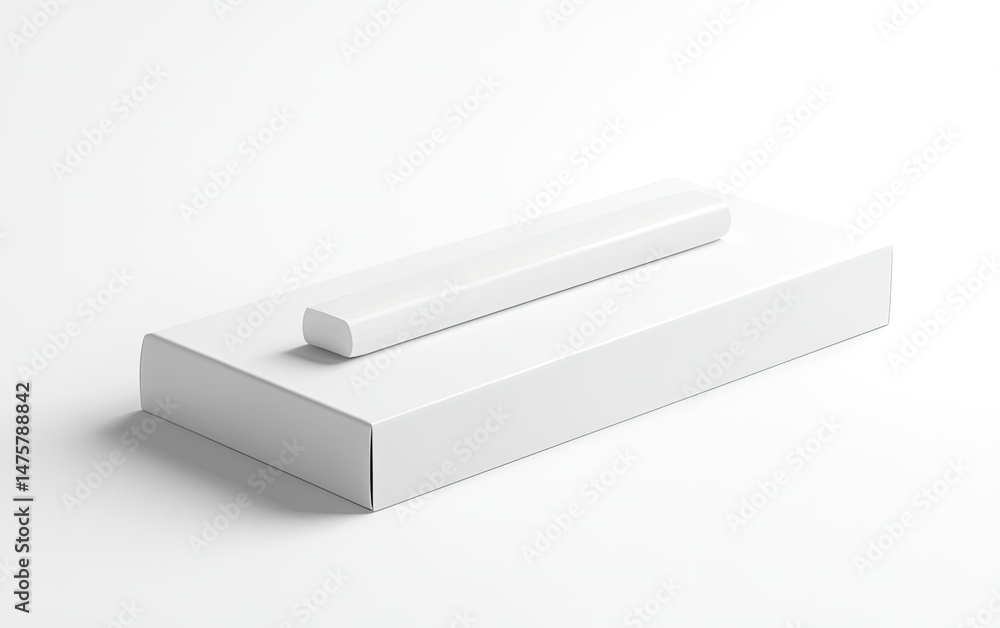 Sleek white rectangular box with a product inside Sleek white rectangular box with a product inside