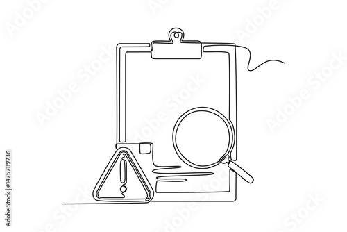  Risk management concept. Single line draw design. Vector graphic illustration
