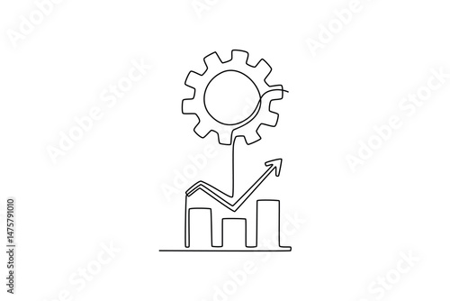  Risk management concept. Single line draw design. Vector graphic illustration