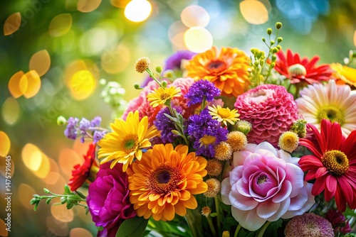 Wallpaper Mural Vibrant Garden Flower Bouquet, Soft Bokeh Background - Stock Photo Torontodigital.ca