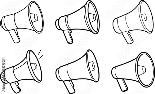 A set of megaphone silhouette vector illustration	