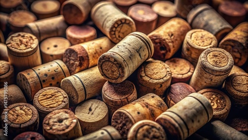 Vintage Close-Up of Assorted Used Wine Corks - Rustic Texture Background