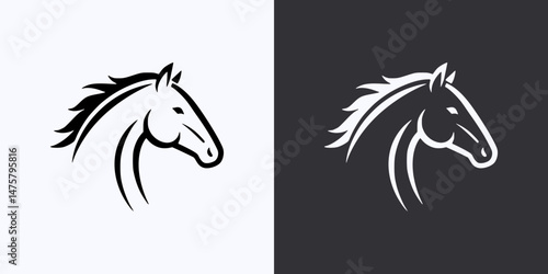 Horse Icon – Vector Outline – Black and White Preview
