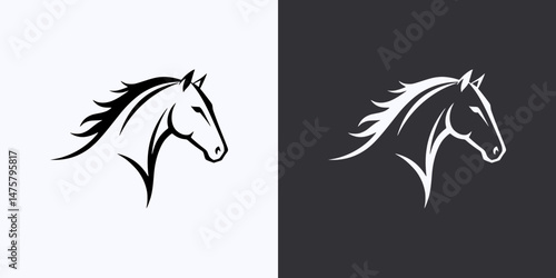 Horse Icon – Vector Outline – Black and White Preview