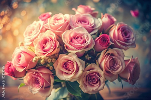 Vintage Pink Rose Bouquet - Romantic Floral Still Life Photography