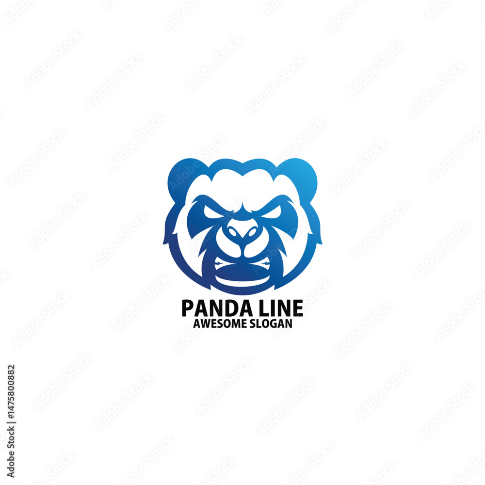 Fototapeta premium panda head line emblem logo design vector