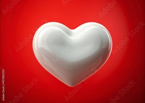 White Heart Shaped Liquid on Red Background - Valentine's Day Stock Photo