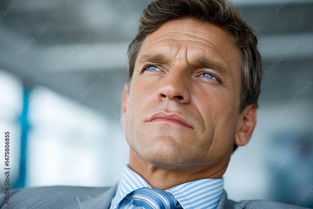 Naklejka premium Confident caucasian male business professional in thoughtful pose