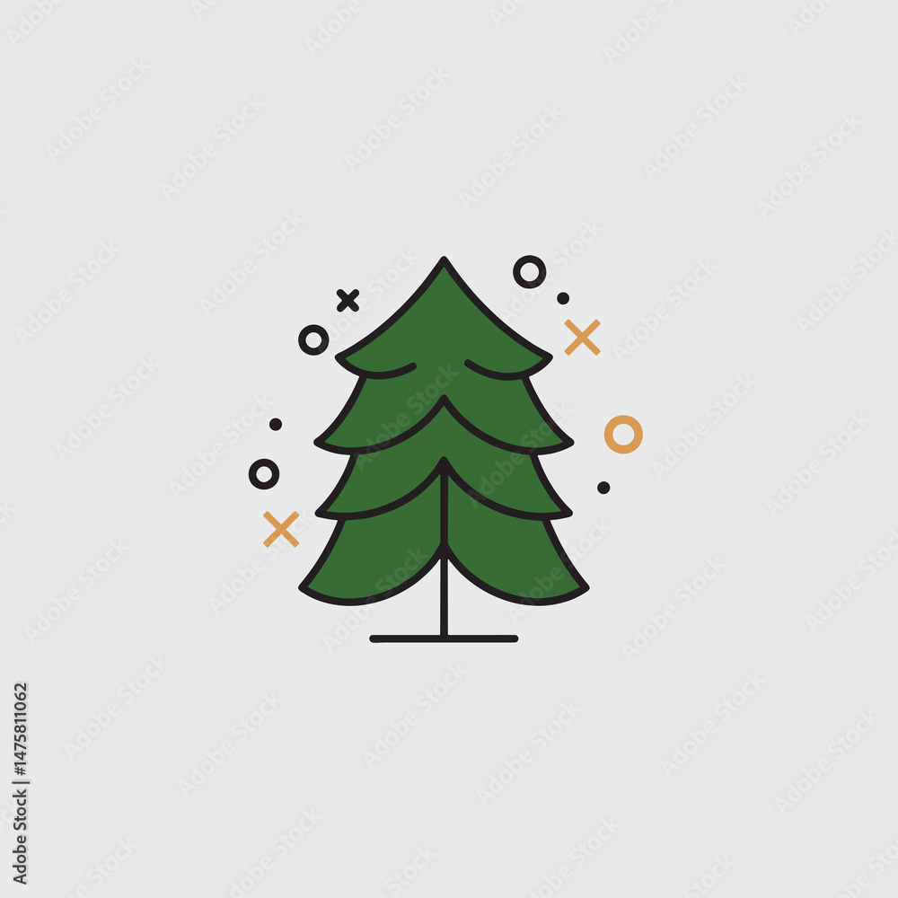 Evergreen tree icon nature graphic design minimalist style perfect for winter holiday Evergreen tree icon nature graphic design minimalist style perfect for winter holiday
