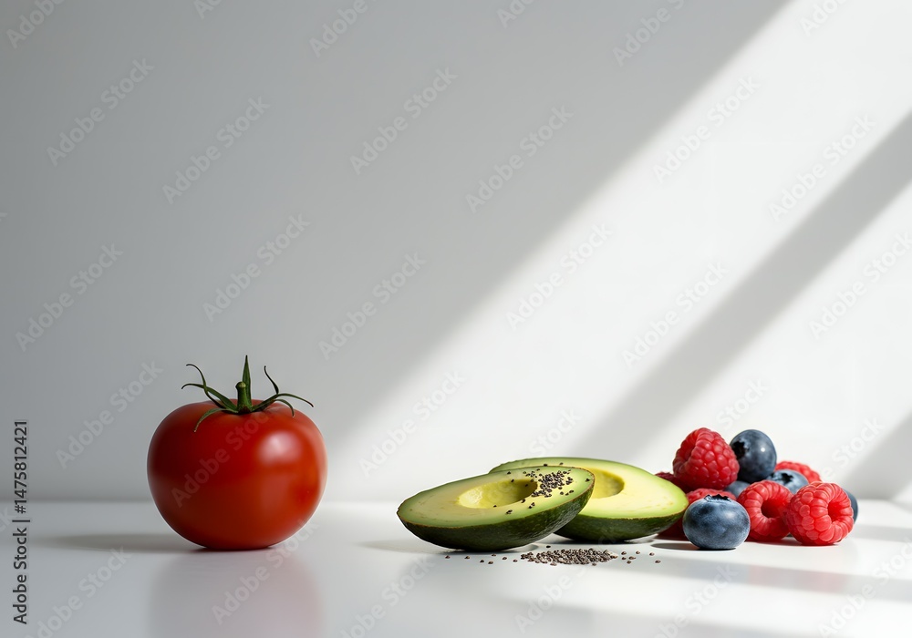 Fototapeta premium Vibrant Summer Fruits and Vegetables A Fresh and Healthy Diet