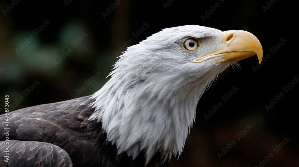 Obraz premium Close-up of a majestic bald eagle's head and neck