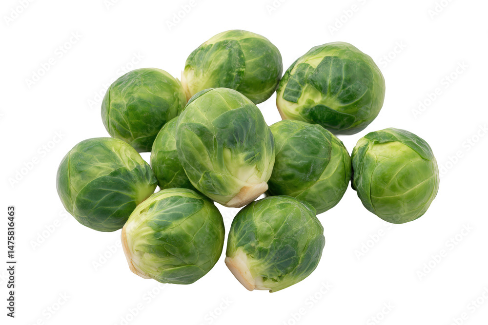 Brussels sprouts heart shape overhead flat-lay isolated on transparent background Brussels sprouts heart shape overhead flat-lay isolated on transparent background