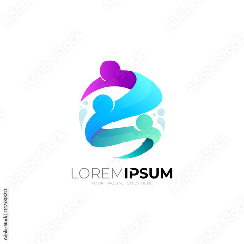 Abstract people care design community, circle logos