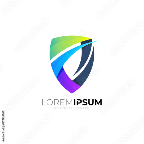 Security design colorful, solid defense logo