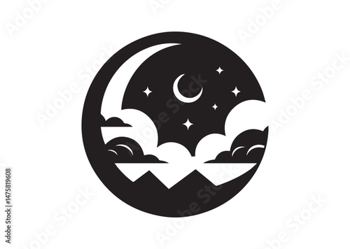 Moon Crescent Silhouette Vector