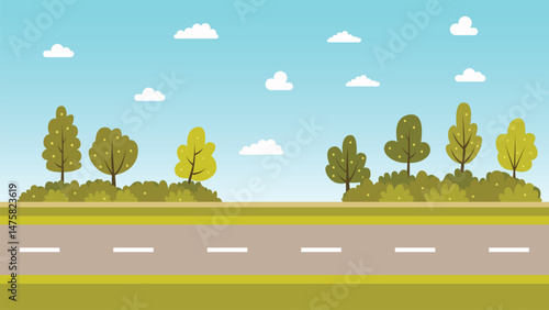 road landscape animation background vector illustration