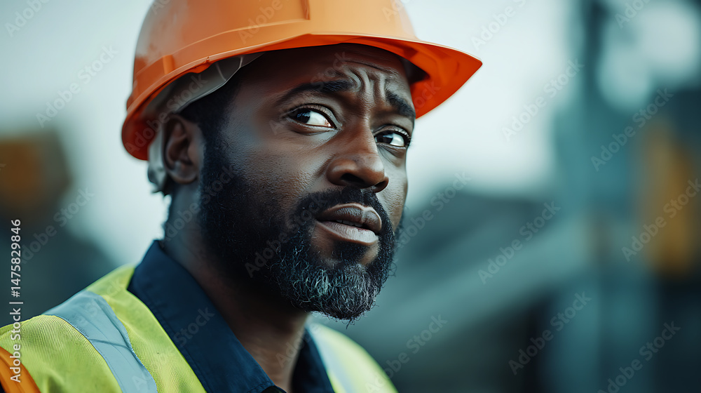 Obraz premium Construction Worker in Safety Gear