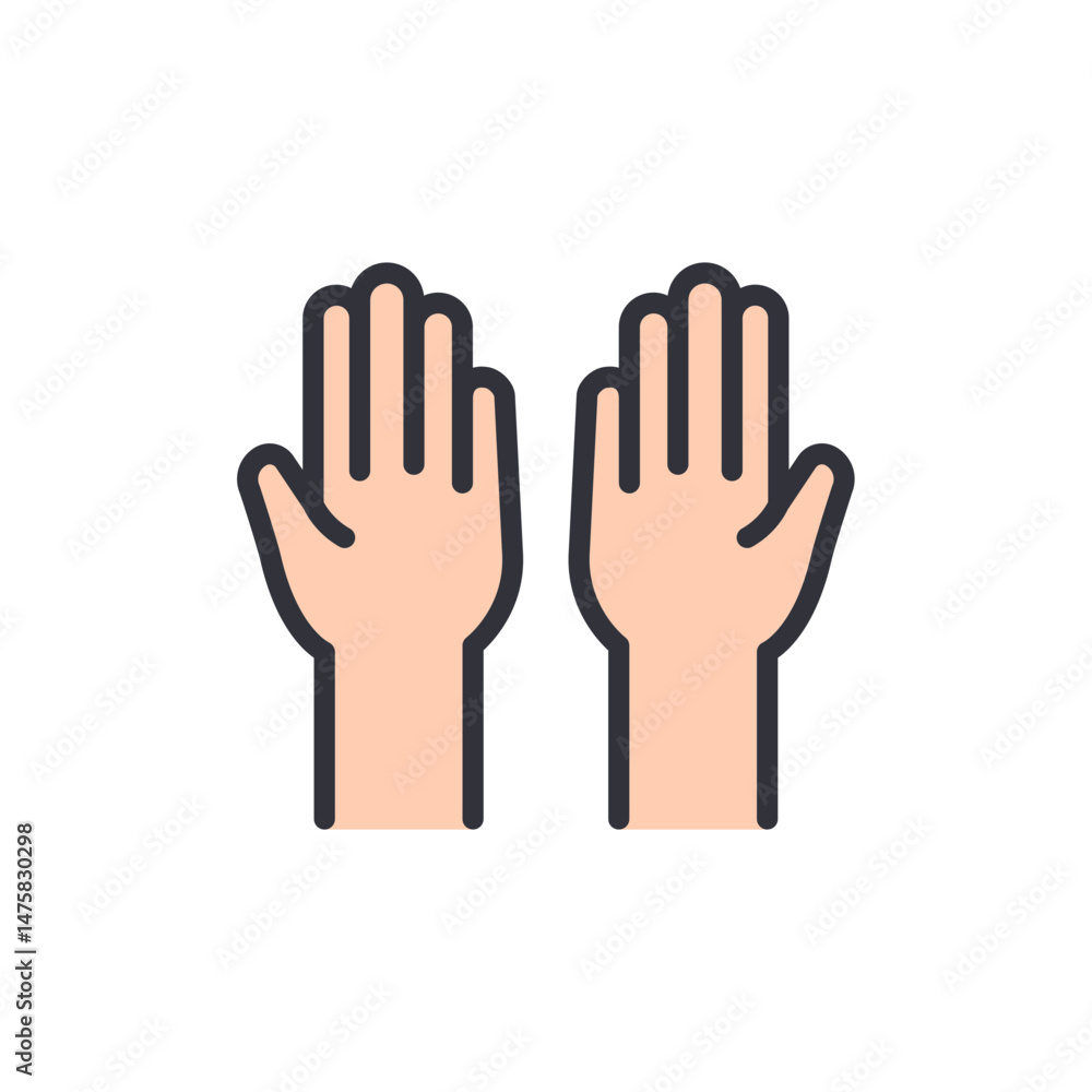 Obraz premium Two Human Hands Symbolizing Unity And Offering In A Vector Style