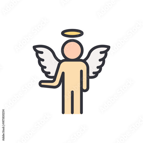 Iconic Depiction Of Winged Figure With Halo In Graphic Style