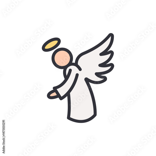 Charming Angel With Halo Floating Gracefully In Transparent Depiction